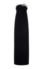 Oscar De La Renta Crystal Bow Colum Gown