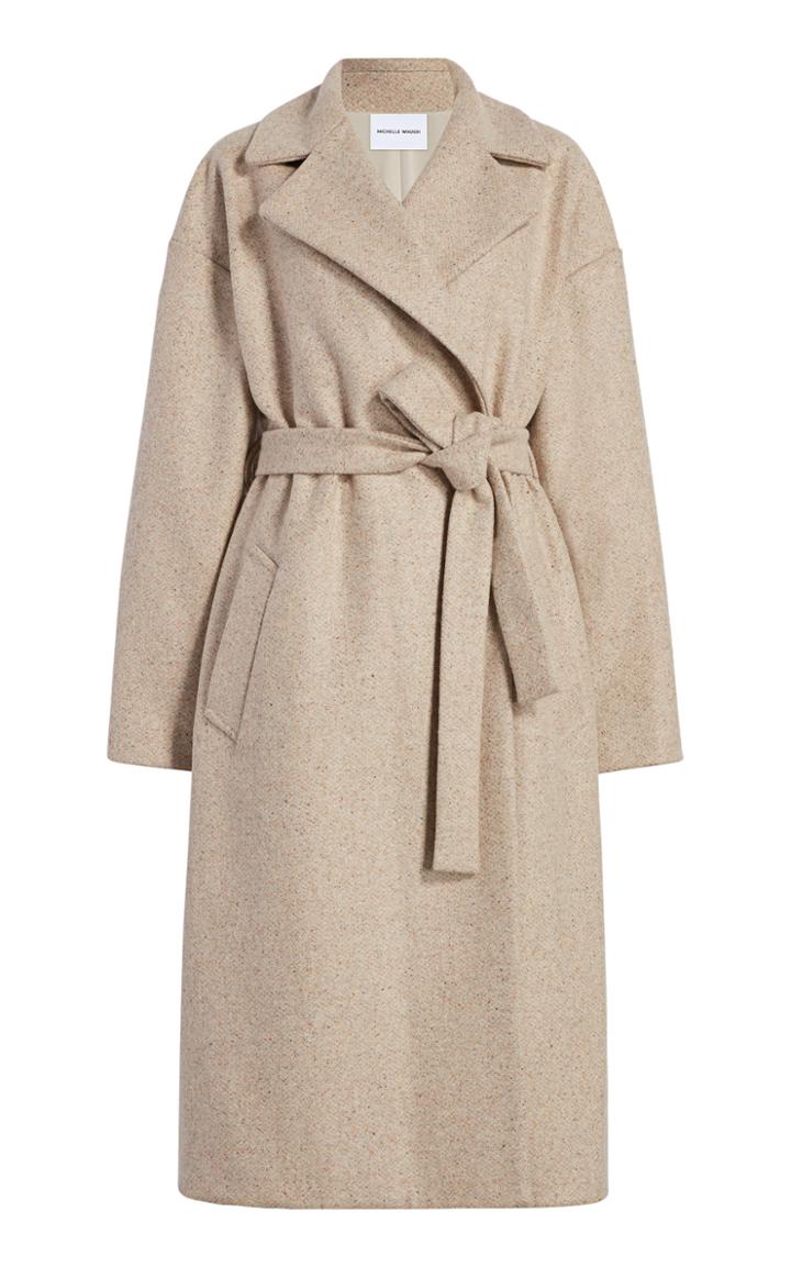 Moda Operandi Michelle Waugh The Brigitte Melange Wool-blend Wrap Coat
