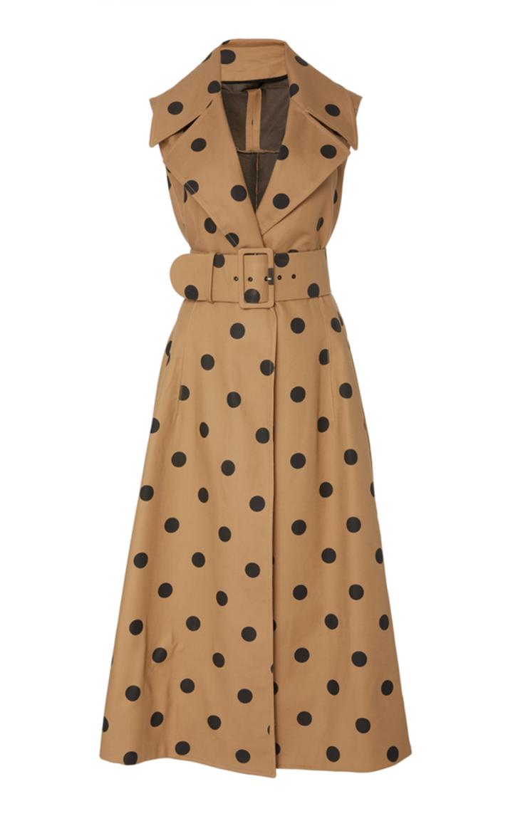 Oscar De La Renta Polka Dot Cotton Midi Dress