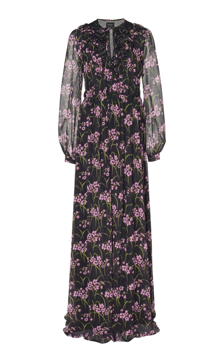 Giambattista Valli Floral Peasant Silk Maxi Dress