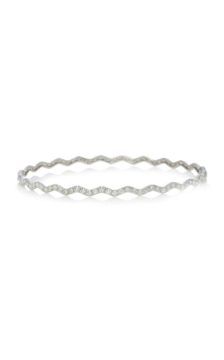 Ofira 18k White Gold Diamond Wave Bangle
