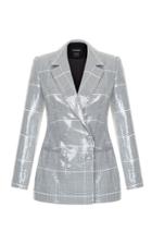 Rasario Double-breasted Sequined Plaid Blazer
