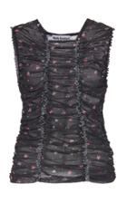 Moda Operandi Molly Goddard Ariel Ruched Floral-print Mesh Top Size: 10