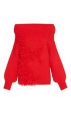 Delpozo Embroidered Off-the-shoulder Knit Top