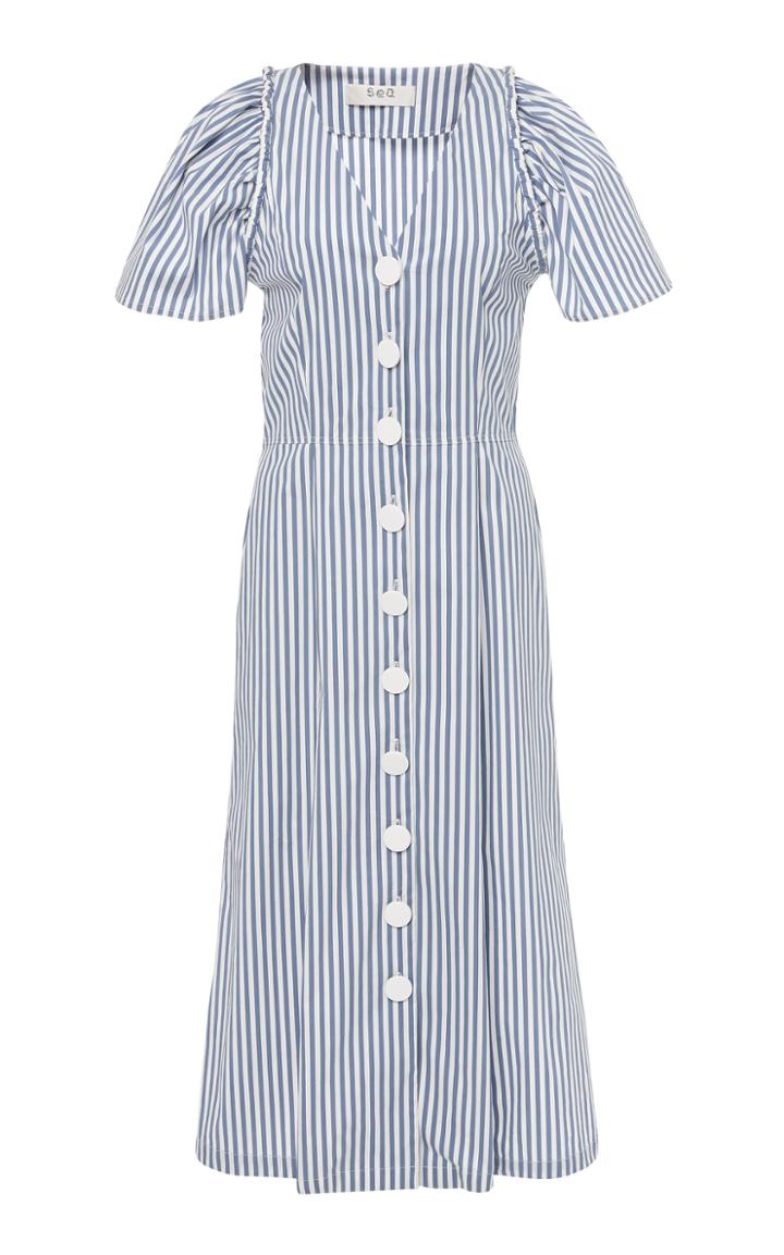 Sea Riviera Puff Sleeve Button Down Dress