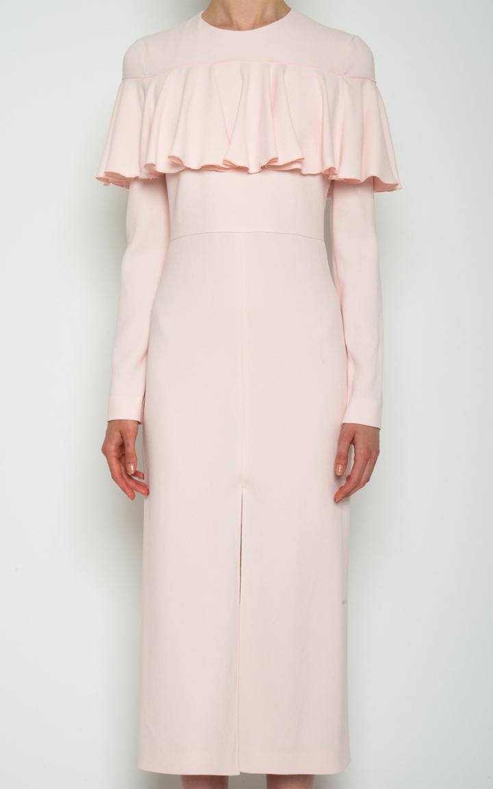 Moda Operandi Giambattista Valli Ruffled Neckline Slit Front Dress
