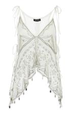 Moda Operandi Isabel Marant Jocea Asymmetric Embroidered Sik Top Size: 36
