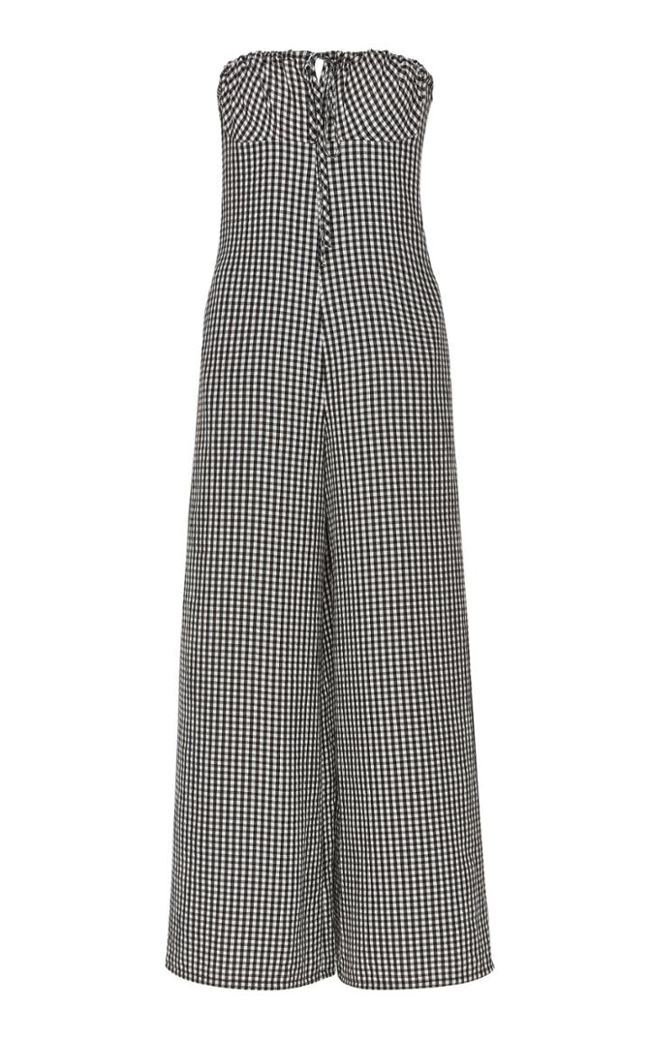 Solid & Striped Strapless Gingham Seersucker Jumpsuit