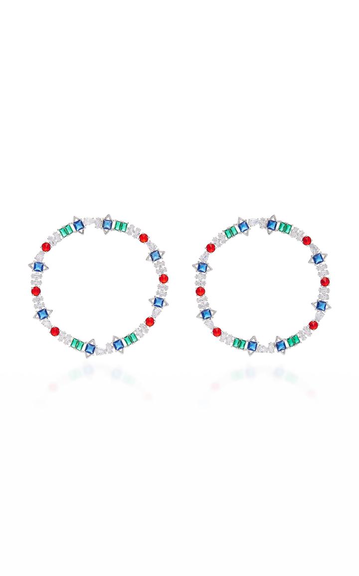 Fallon Exclusive Jagged Edge Silver-tone Hoop Earrings