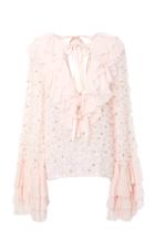 Rodarte Hand-embroidered Chiffon Blouse