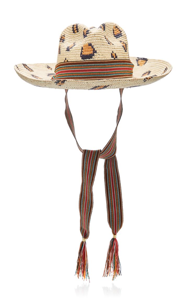 Sensi Studio Exclusive Leopard-print Straw Panama Hat