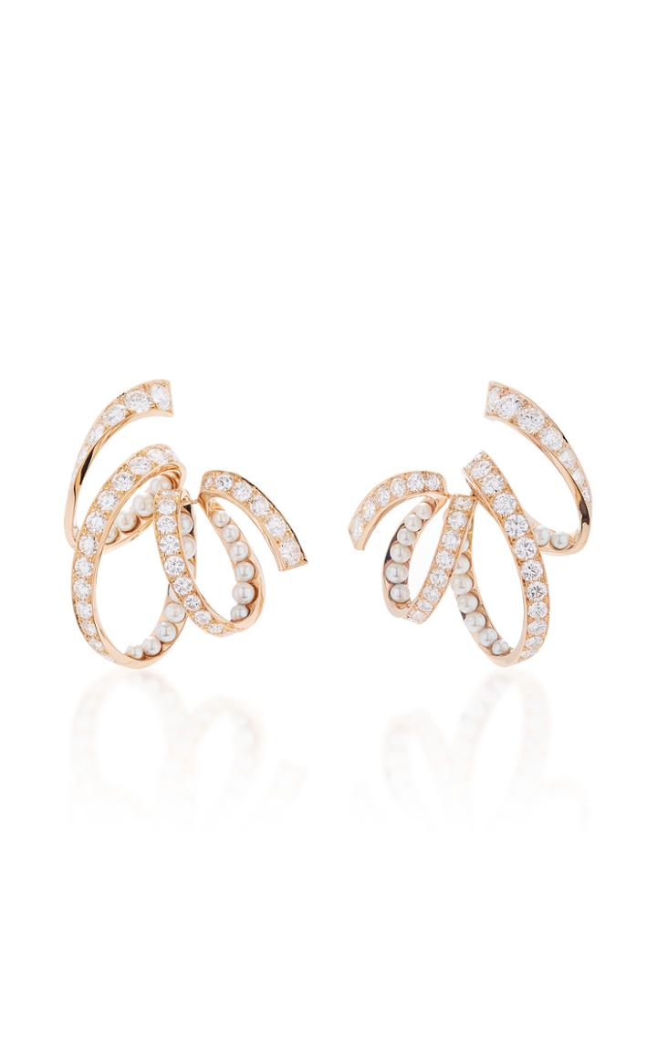 Reza M'o Exclusive: Ribbon Earrings With Diamonds And Pearls