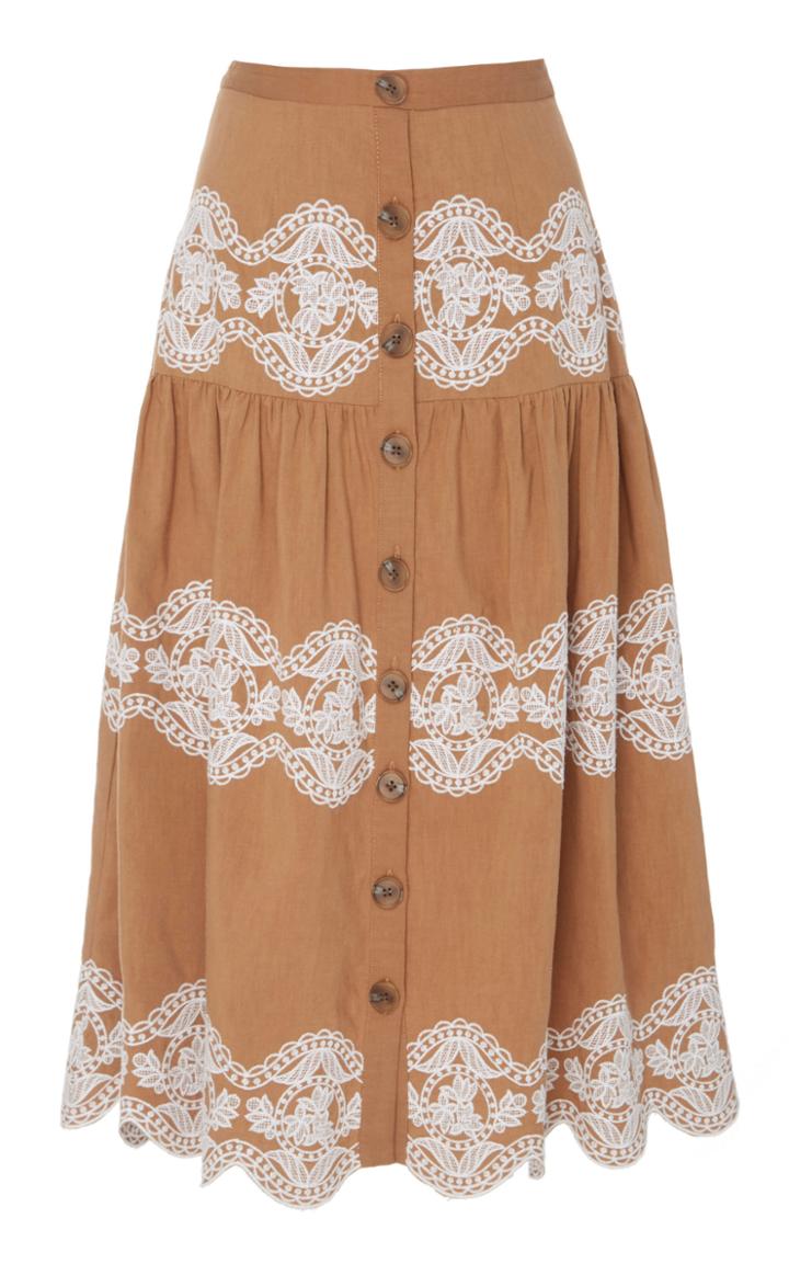 Amur Bryn Tencel Blend Midi Skirt