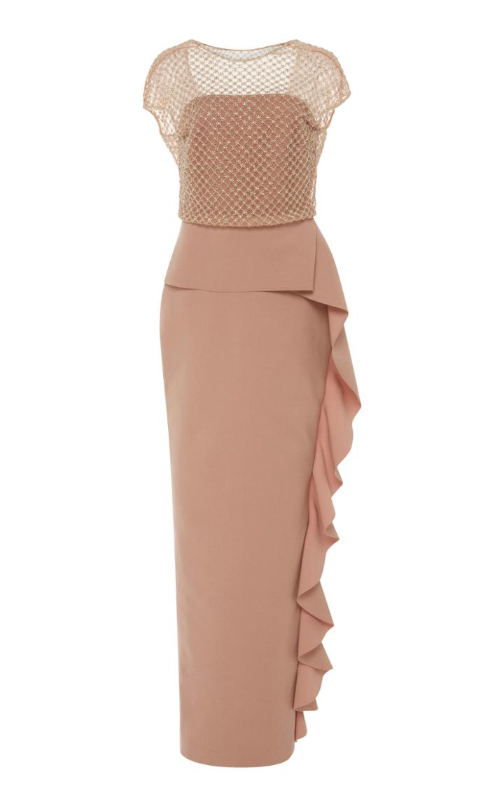 Rachel Gilbert Elsa Ruffle Crepe Gown