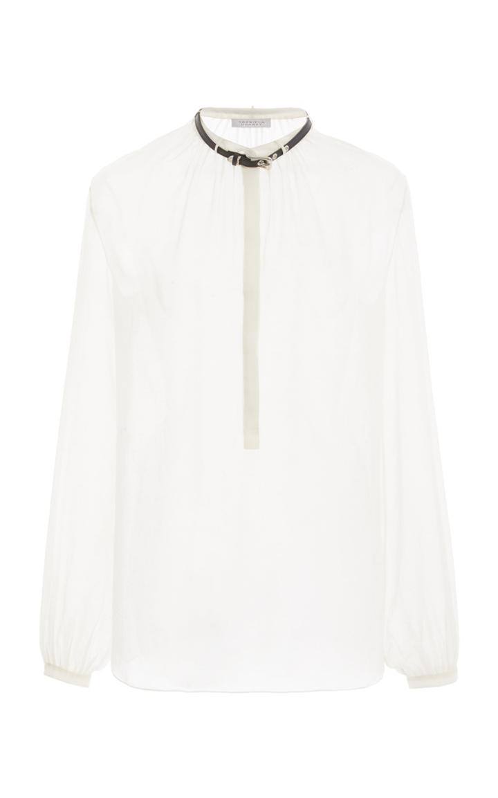 Moda Operandi Gabriela Hearst Vlychos Buckle-detailed Cotton-silk Voile Top