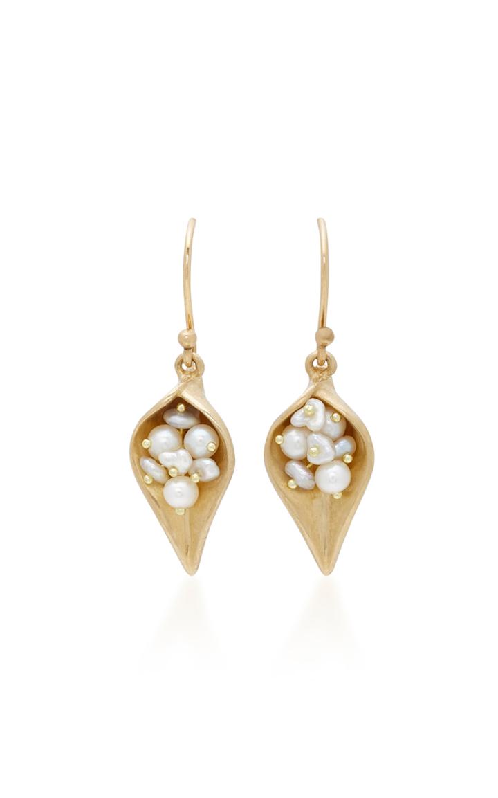 Annette Ferdinandsen Dayflower 18k Gold Pearl Earrings Earrings