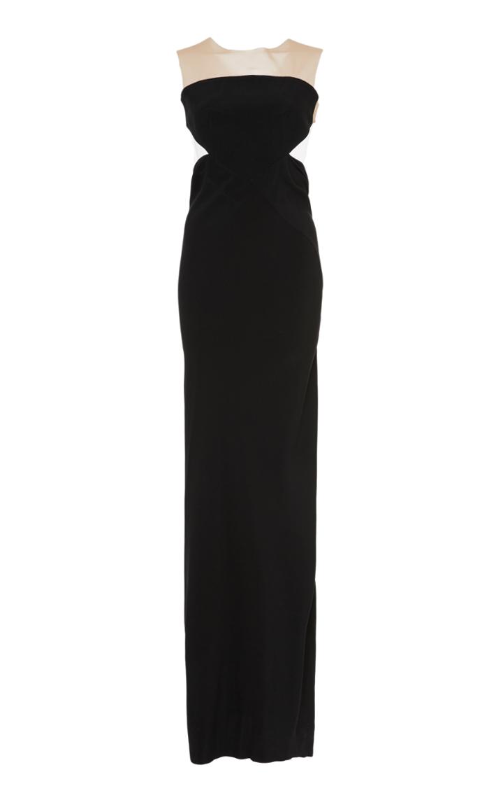 Rick Owens Alyona Open-back Mesh-trimmed Cady Gown