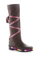 Etro Leather Boot With Ribbon Lace Up