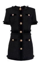 Balmain Fringe-detailed A-line Tweed Dress