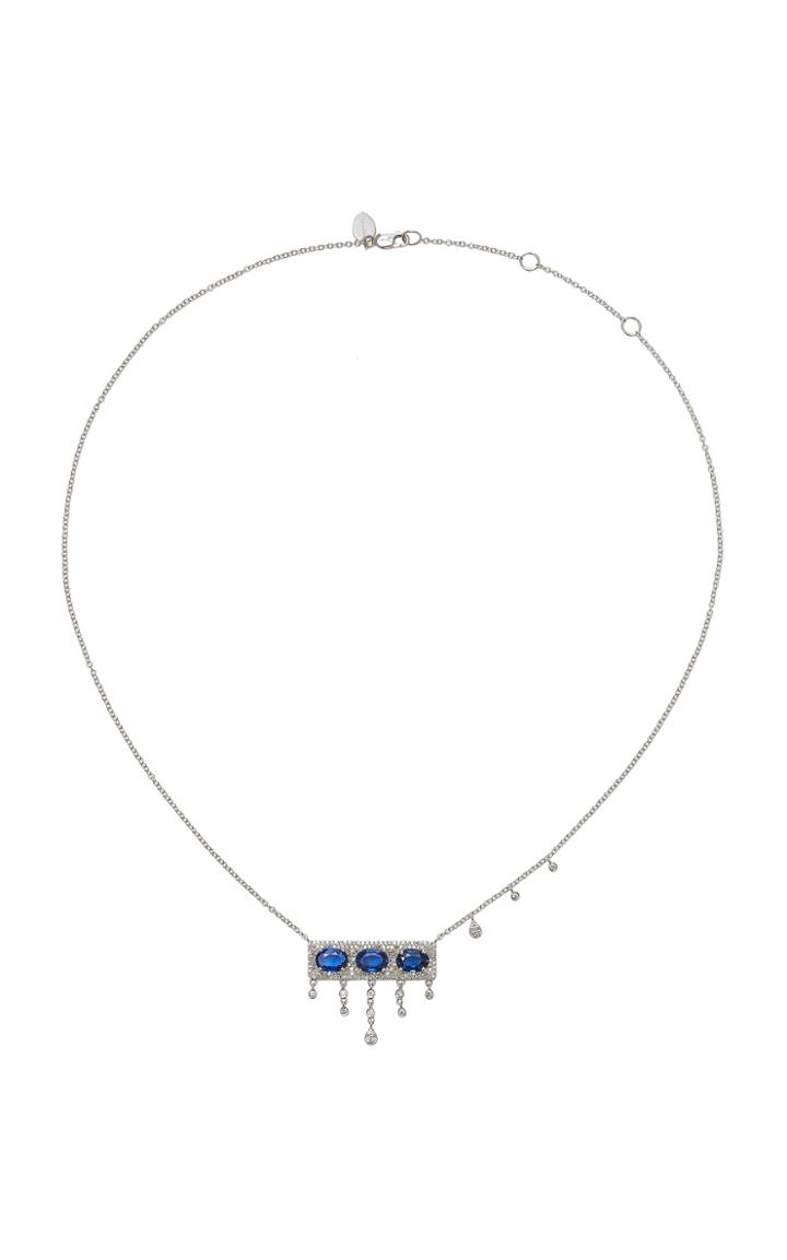 Meira T 14k White Gold Blue Sapphire And Diamond Necklace