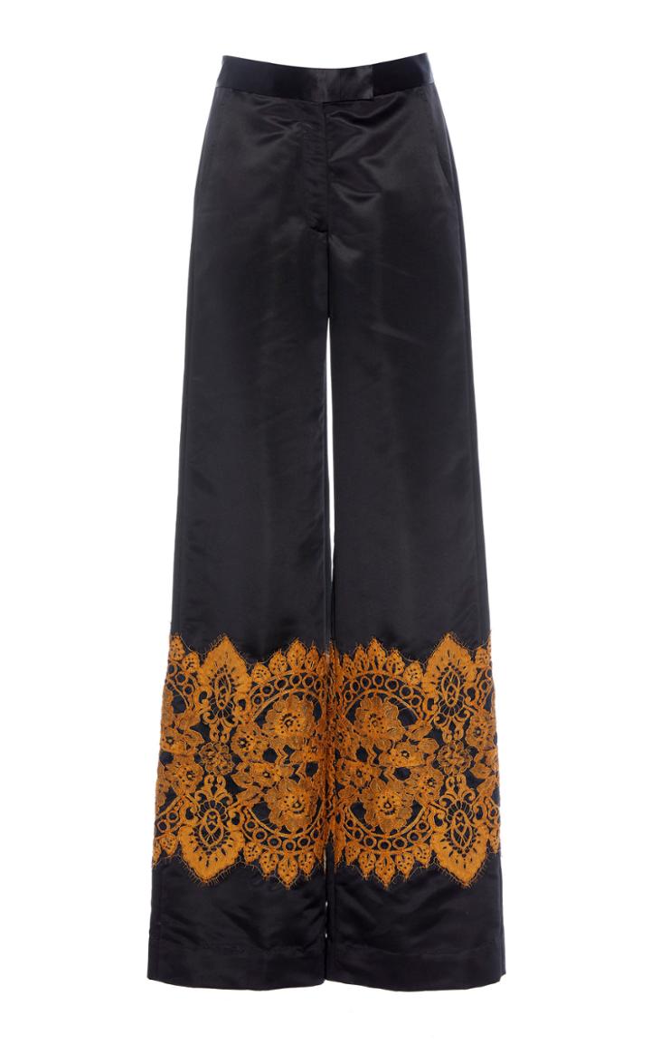 Rahul Mishra Patched Lace Satin Pant