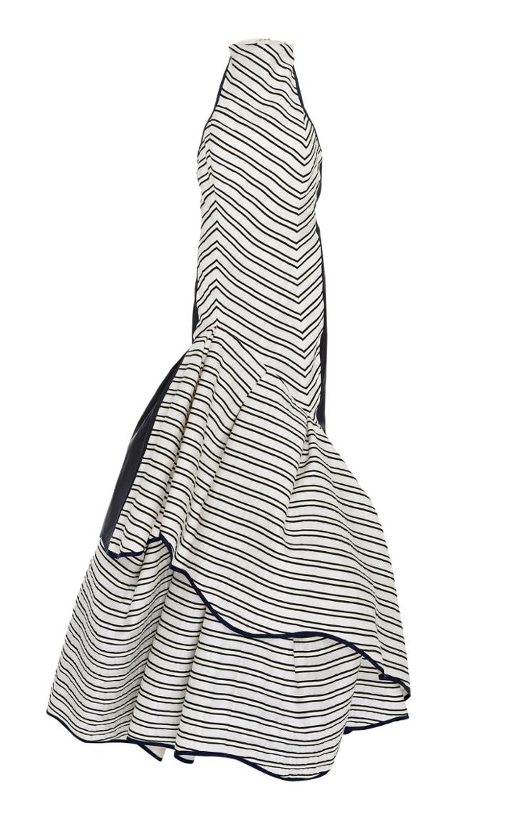 Rosie Assoulin Rosie's Flower Halter Wool-blend Gown