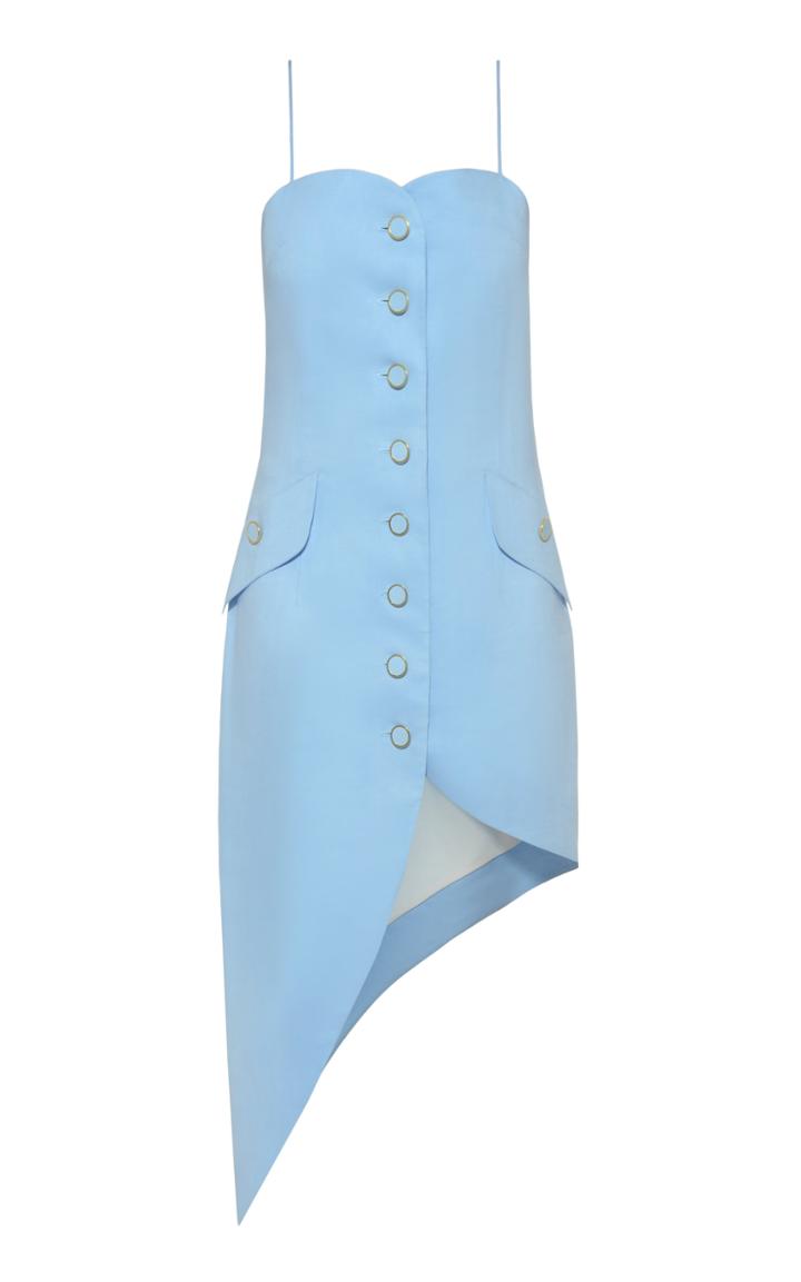 Moda Operandi George Keburia Asymmetric Button-detailed Linen Dress Size: S