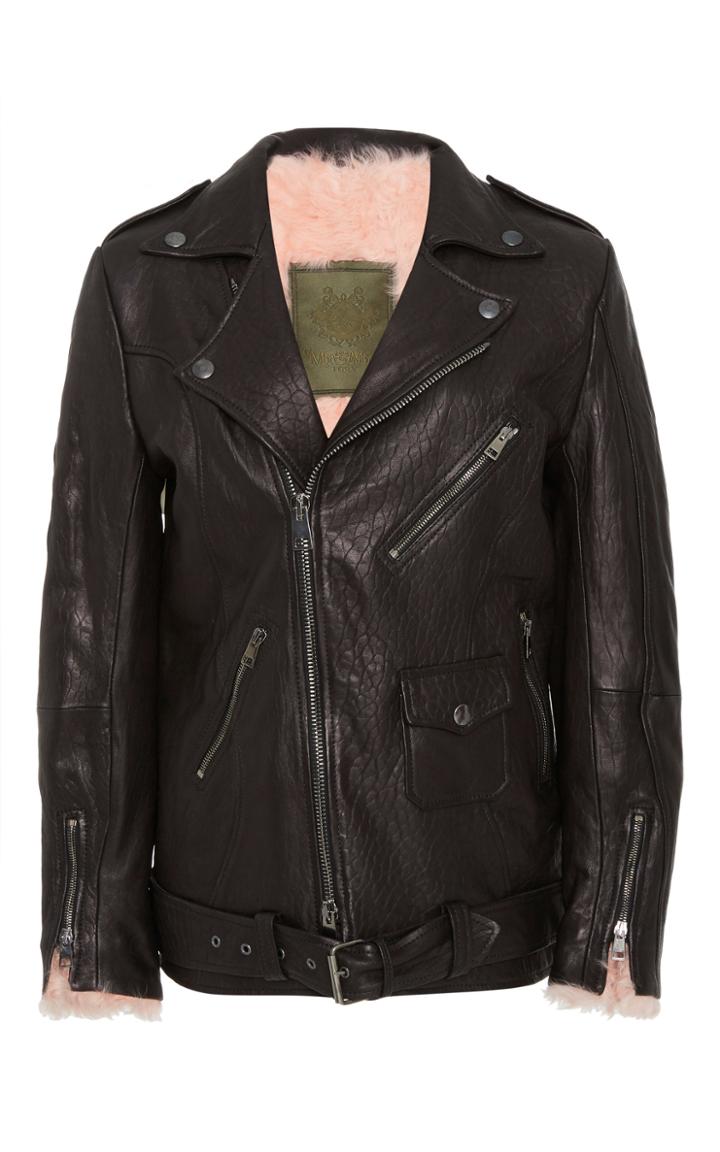 Mr & Mrs Italy Fur Lined Leather Biker Jacket