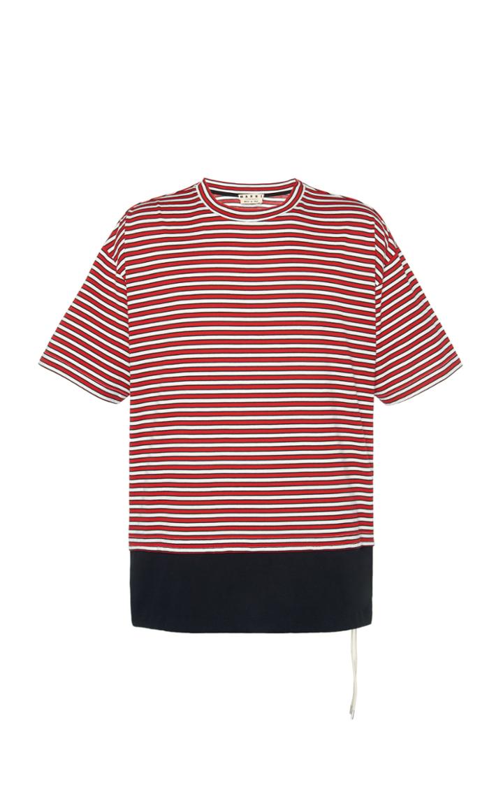 Marni Logo-embroidered Striped Cotton-jersey T-shirt