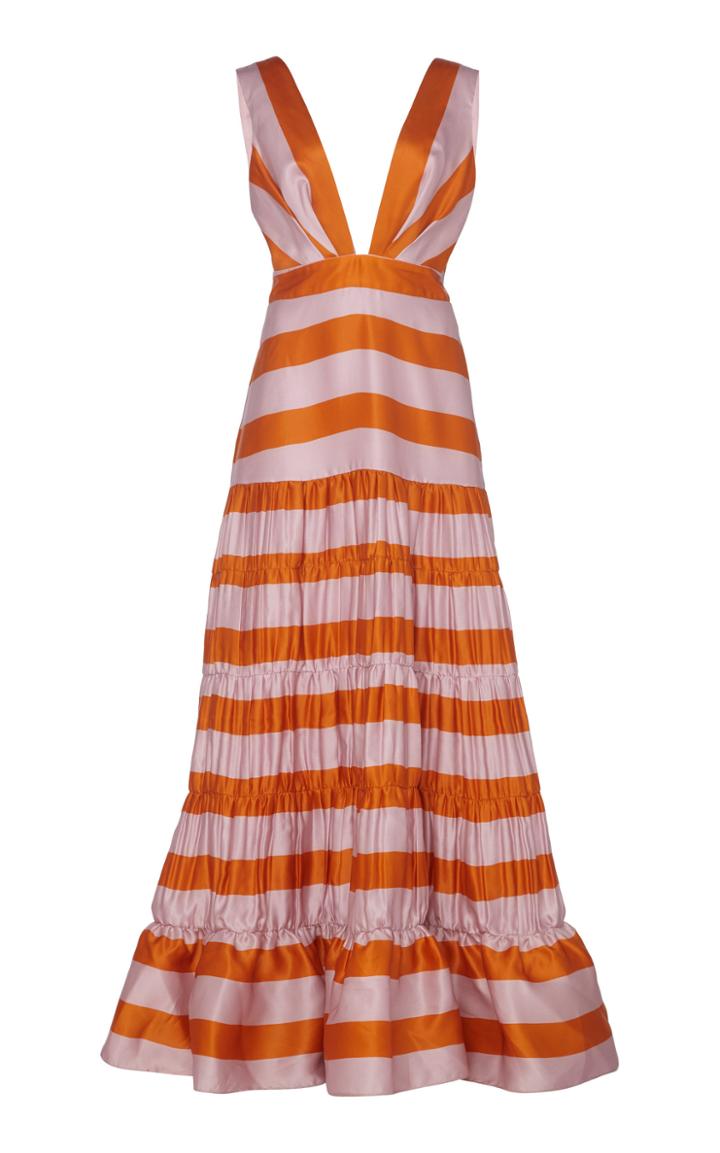 Johanna Ortiz Viveza Colorida Striped Silk Gown