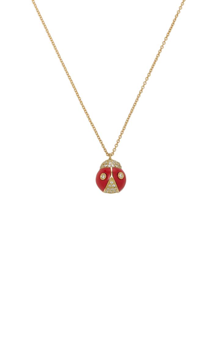 Nayla Arida Coral Ladybug Pendant Necklace
