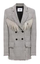 Msgm Crystal-embellished Houndstooth Crepe Blazer