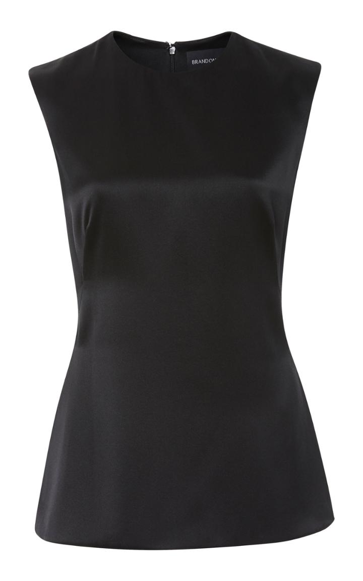 Brandon Maxwell Satin Tank W Split Side Seam
