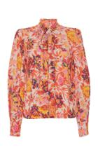 Msgm Tropical Jungle Print Pussy Bow Blouse