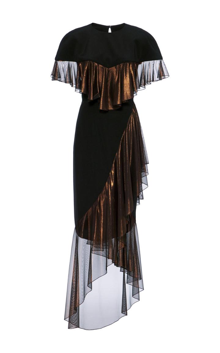 Christian Siriano Flounce Short Sleeve Dress