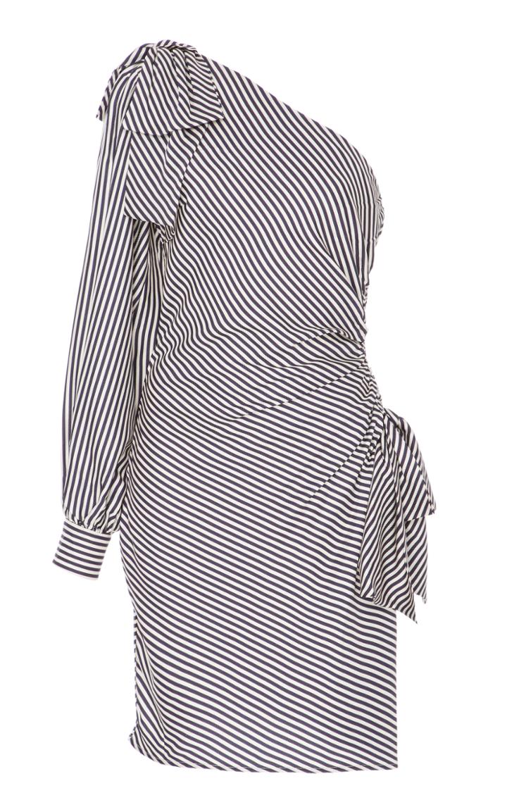Zimmermann Striped One-shoulder Ruched Dress