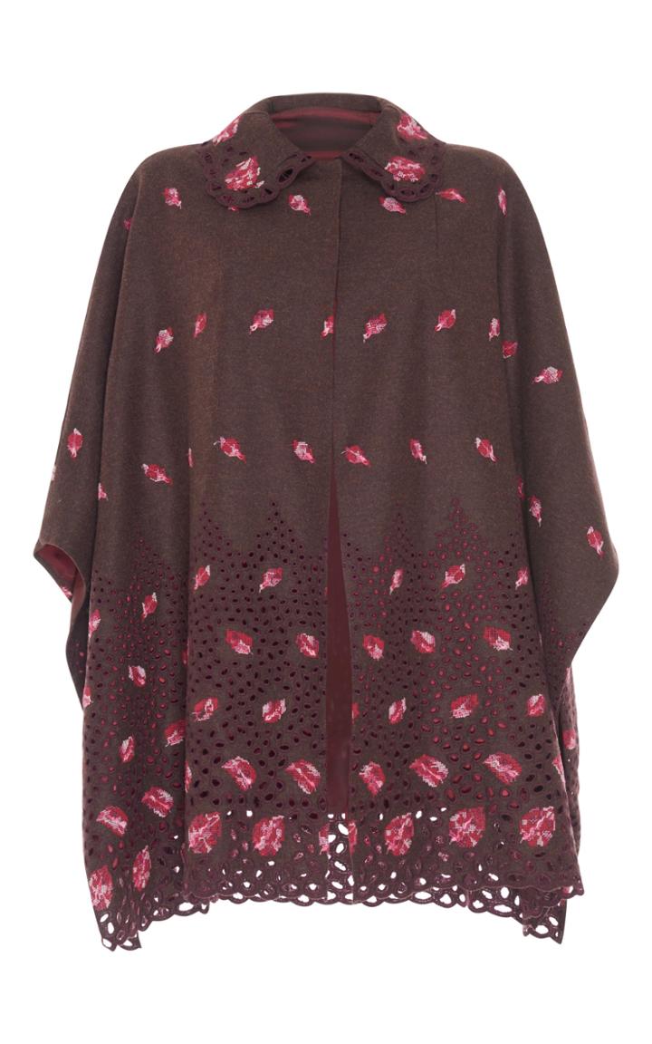 Luisa Beccaria Floral Embroidered Cape