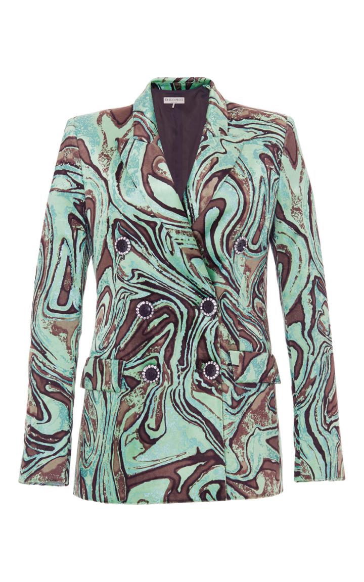 Emilio Pucci Velvet Animal Double Breasted Jacket