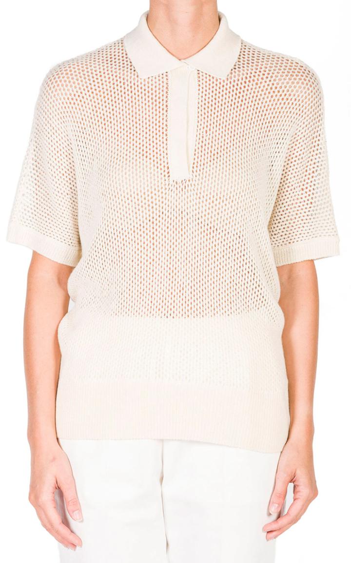 Moda Operandi Agnona Netted Cashmere-cotton Dolman Sleeves Polo