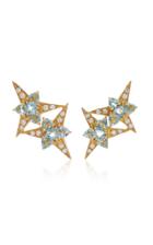 Carol Kauffmann Galactic Star 18k Gold Aquamarine And Diamond Earrings