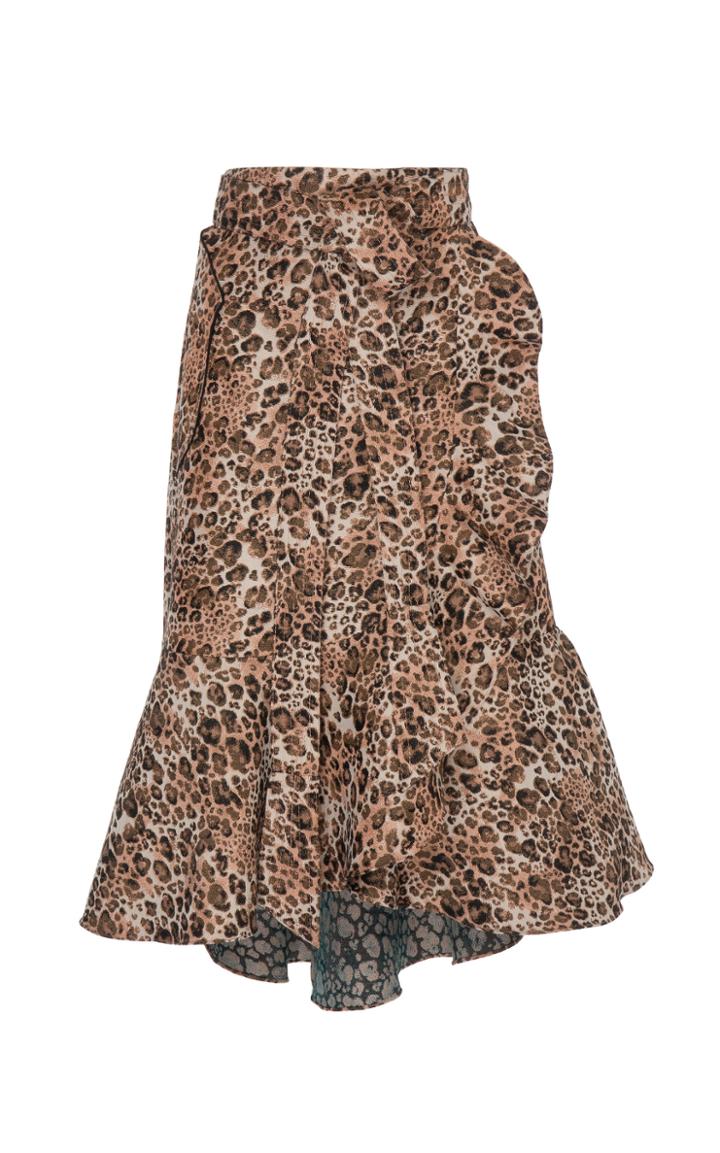 Johanna Ortiz Cynical Attitude Printed A-line Crepe Wrap Skirt