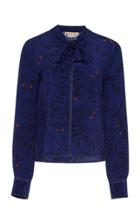 Marni Pussy-bow Printed Crepe De Chine Blouse