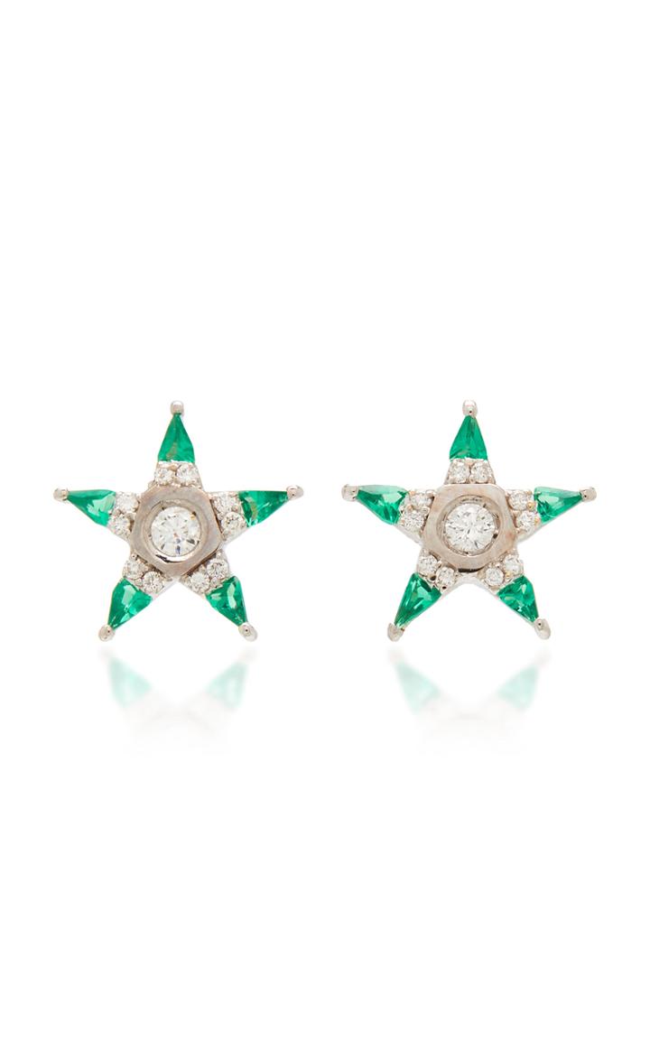 Melis Goral Mars 18k Gold, Diamond And Tsavorite Earrings