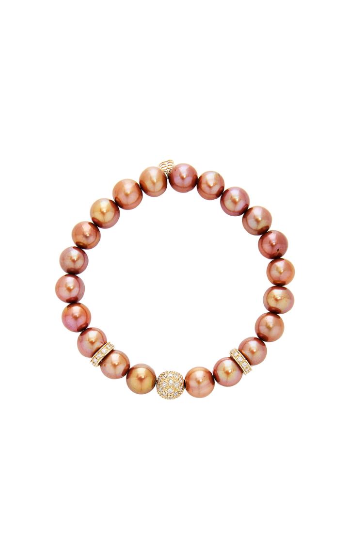 Sydney Evan 8mm Champagne Pearl Amd Pave Spacer Bracelet