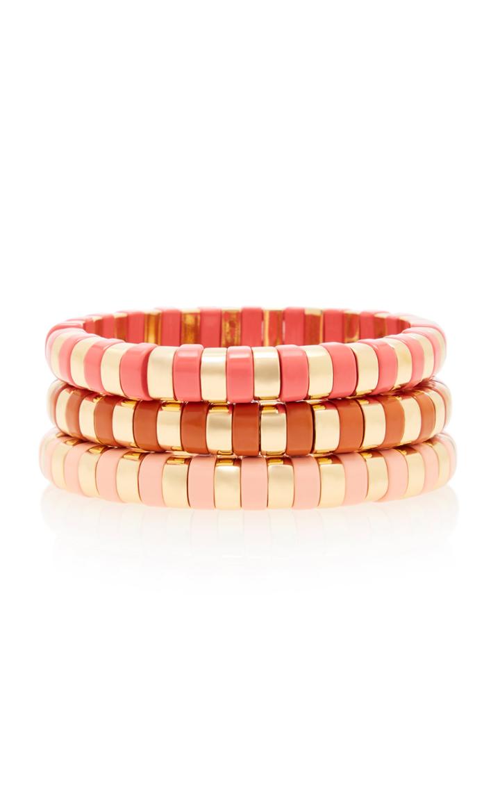 Roxanne Assoulin Sunset Set-of-three Gold-tone And Enamel Bracelets