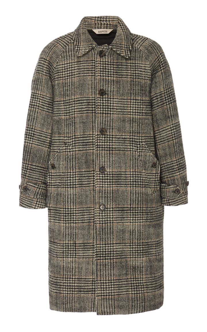 Aspesi Perturbato Checked Wool Coat Size: L