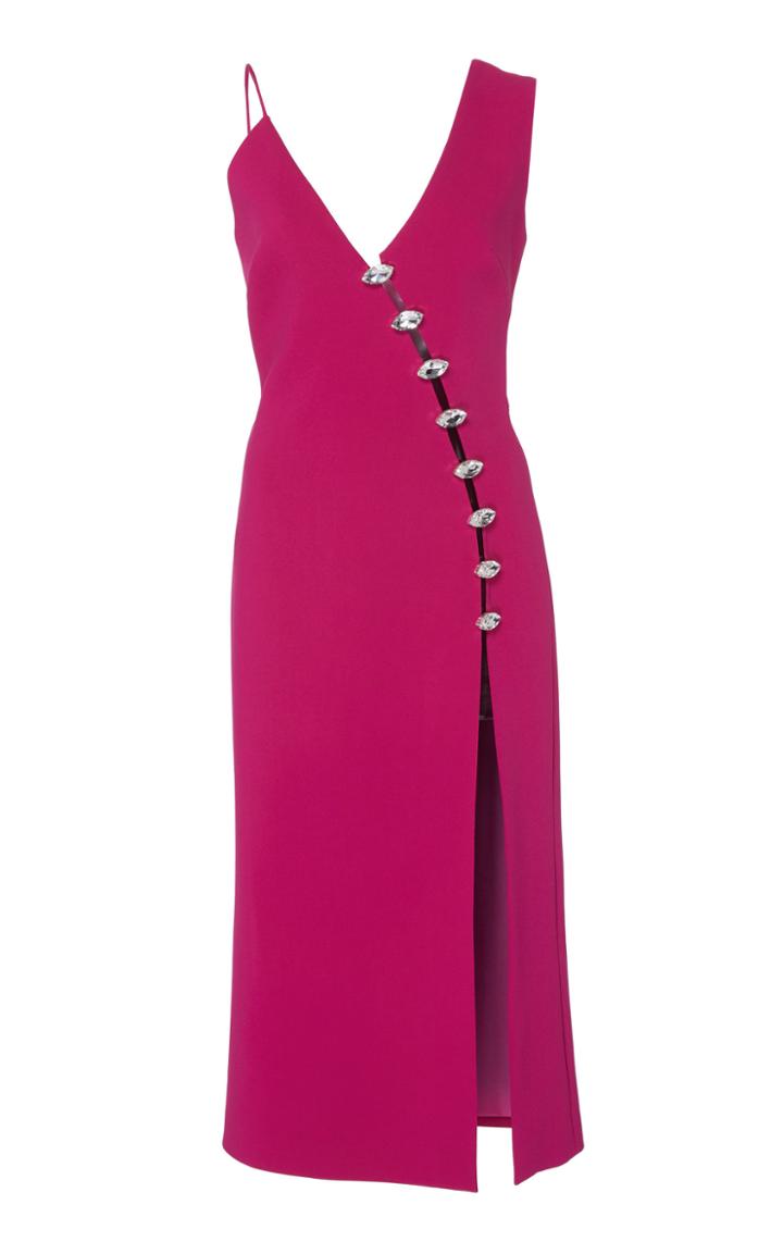 David Koma Asymmetric Crystal Midi Dress