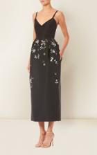 Carolina Herrera Floral-embroidered Silk-faille Dress