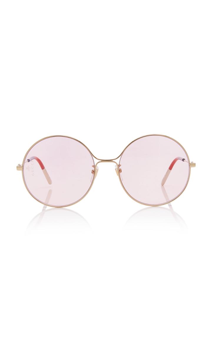 Gucci Glasant Oversized Metal Round Sunglasses