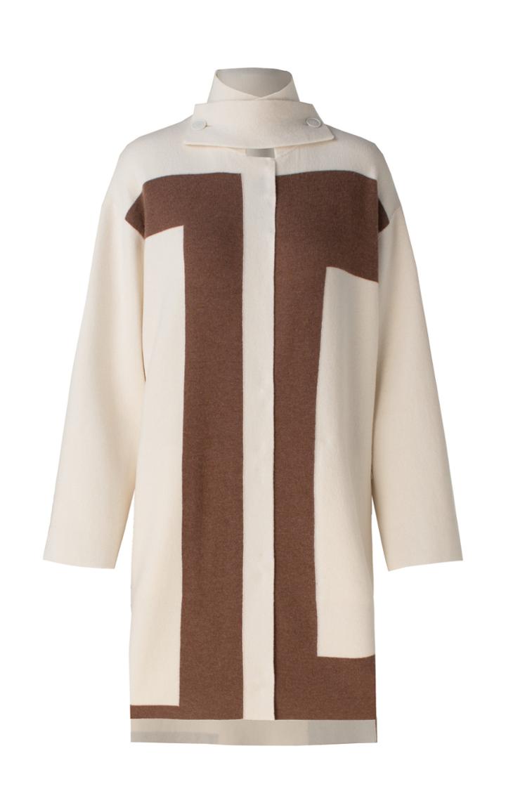 Moda Operandi Akris Oversized Reversible Intarsia-knit Double-faced Cashmere Coat